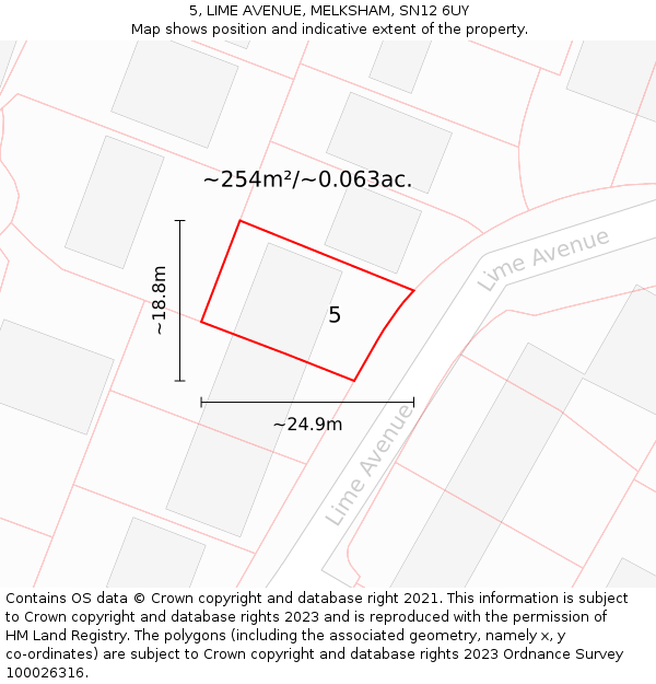 5, LIME AVENUE, MELKSHAM, SN12 6UY: Plot and title map