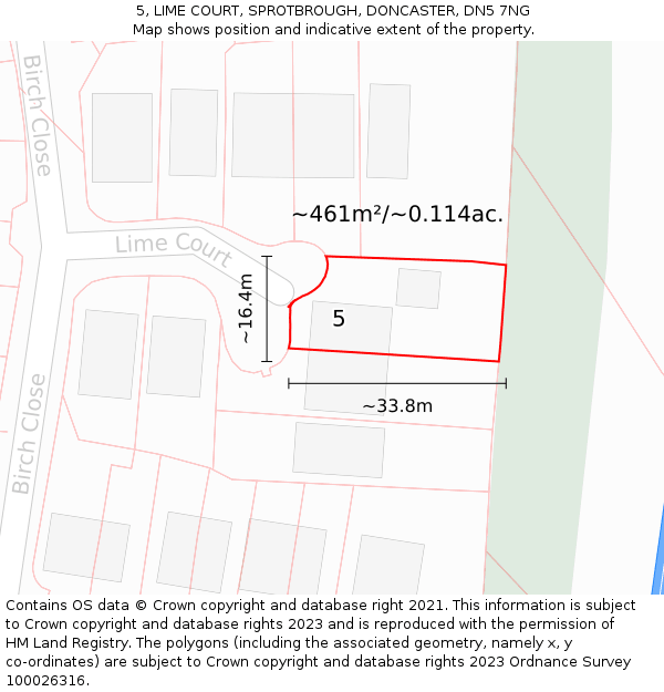 5, LIME COURT, SPROTBROUGH, DONCASTER, DN5 7NG: Plot and title map