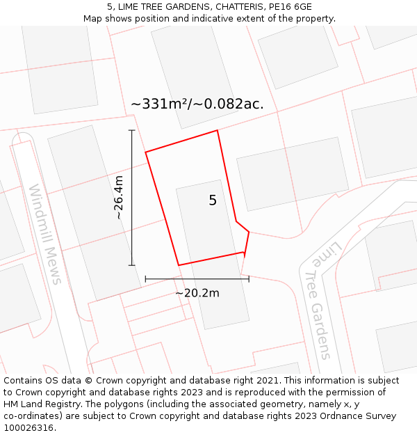 5, LIME TREE GARDENS, CHATTERIS, PE16 6GE: Plot and title map