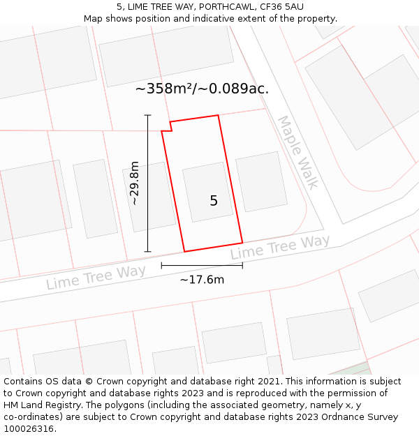 5, LIME TREE WAY, PORTHCAWL, CF36 5AU: Plot and title map