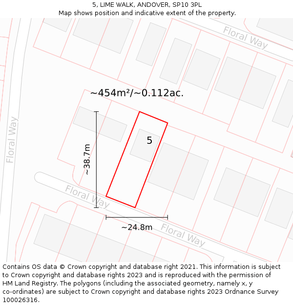 5, LIME WALK, ANDOVER, SP10 3PL: Plot and title map