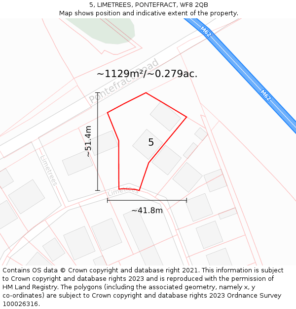 5, LIMETREES, PONTEFRACT, WF8 2QB: Plot and title map