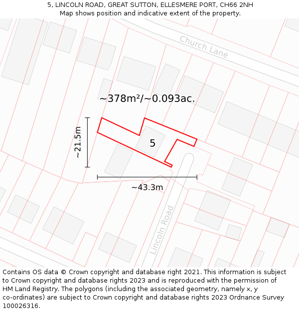 5, LINCOLN ROAD, GREAT SUTTON, ELLESMERE PORT, CH66 2NH: Plot and title map