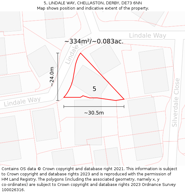 5, LINDALE WAY, CHELLASTON, DERBY, DE73 6NN: Plot and title map