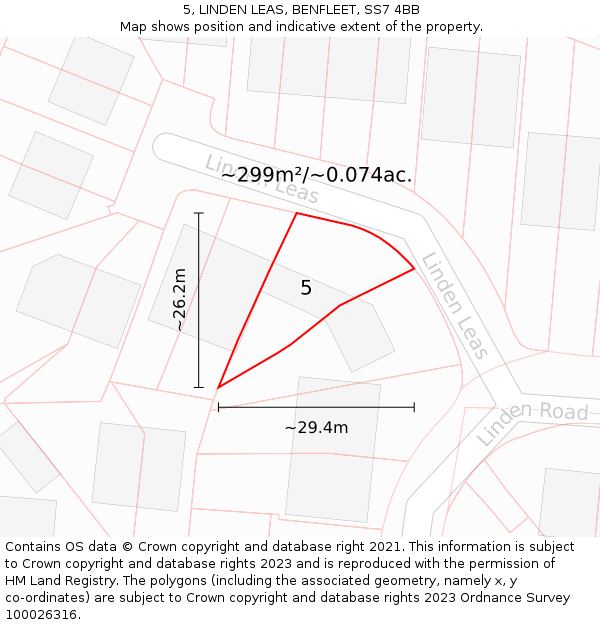 5, LINDEN LEAS, BENFLEET, SS7 4BB: Plot and title map