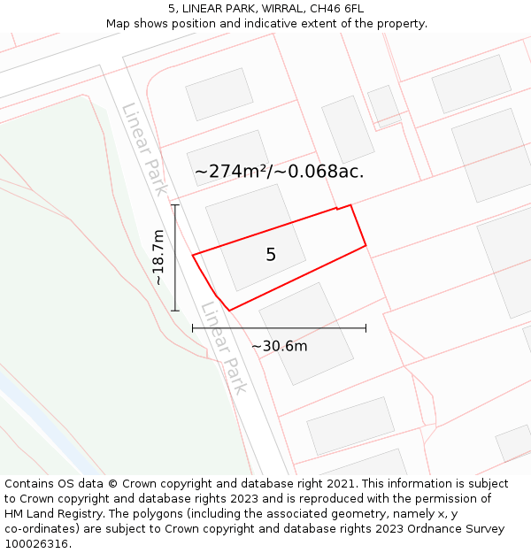 5, LINEAR PARK, WIRRAL, CH46 6FL: Plot and title map