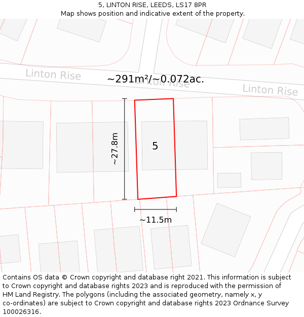 5, LINTON RISE, LEEDS, LS17 8PR: Plot and title map