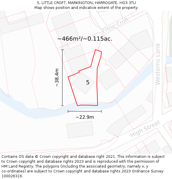 5, LITTLE CROFT, MARKINGTON, HARROGATE, HG3 3TU: Plot and title map