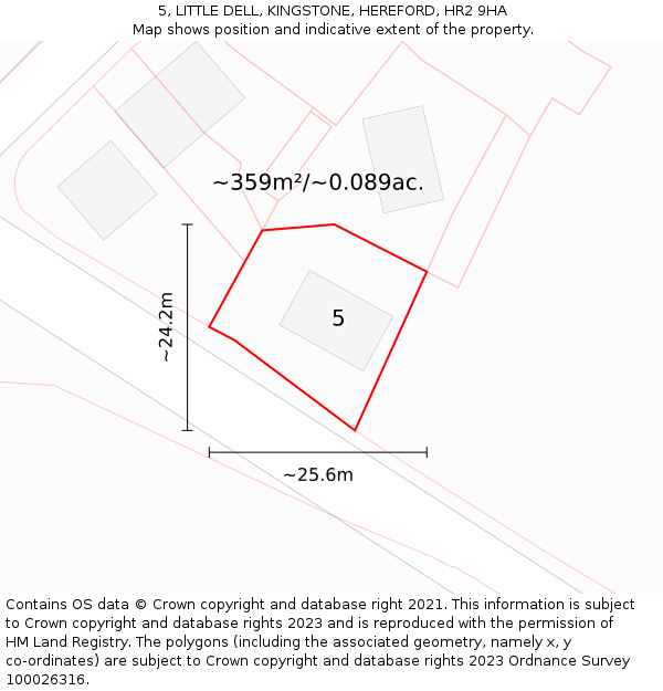 5, LITTLE DELL, KINGSTONE, HEREFORD, HR2 9HA: Plot and title map