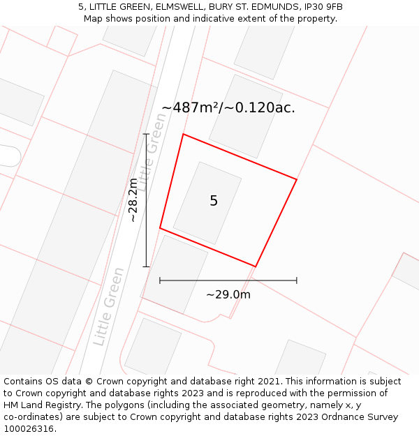 5, LITTLE GREEN, ELMSWELL, BURY ST. EDMUNDS, IP30 9FB: Plot and title map