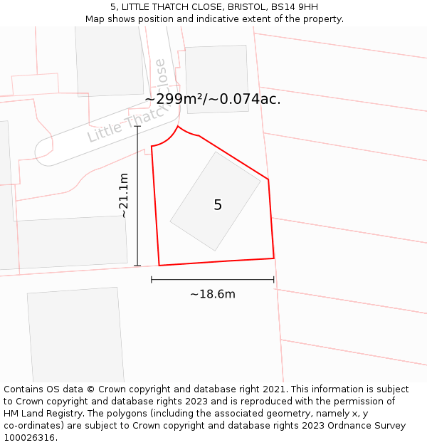 5, LITTLE THATCH CLOSE, BRISTOL, BS14 9HH: Plot and title map