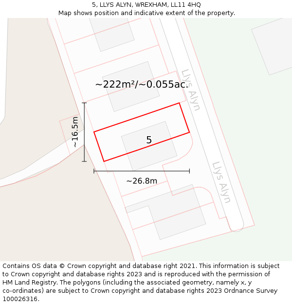 5, LLYS ALYN, WREXHAM, LL11 4HQ: Plot and title map