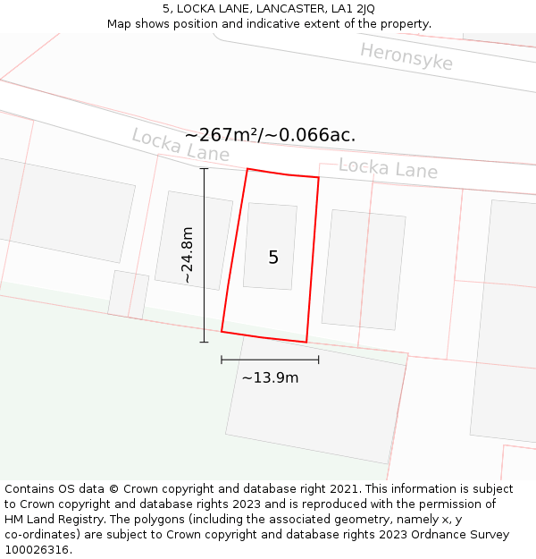 5, LOCKA LANE, LANCASTER, LA1 2JQ: Plot and title map