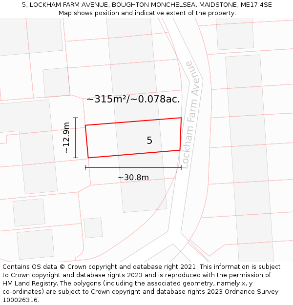 5, LOCKHAM FARM AVENUE, BOUGHTON MONCHELSEA, MAIDSTONE, ME17 4SE: Plot and title map