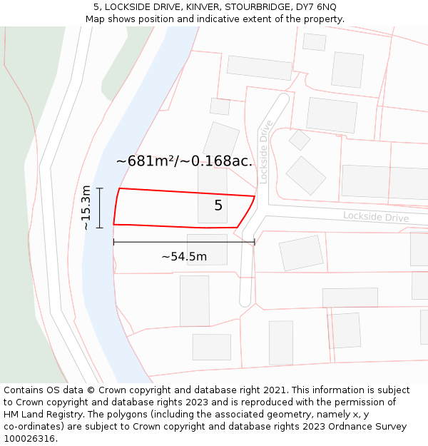 5, LOCKSIDE DRIVE, KINVER, STOURBRIDGE, DY7 6NQ: Plot and title map