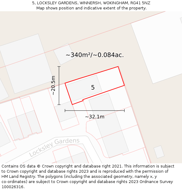 5, LOCKSLEY GARDENS, WINNERSH, WOKINGHAM, RG41 5NZ: Plot and title map