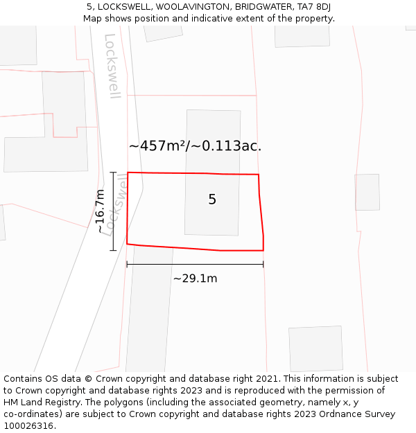5, LOCKSWELL, WOOLAVINGTON, BRIDGWATER, TA7 8DJ: Plot and title map