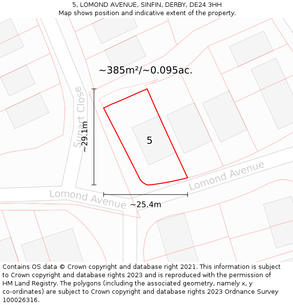 5, LOMOND AVENUE, SINFIN, DERBY, DE24 3HH: Plot and title map
