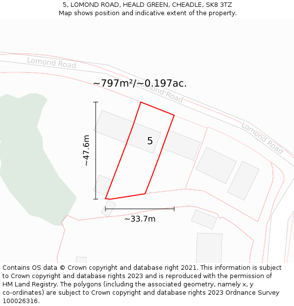 5, LOMOND ROAD, HEALD GREEN, CHEADLE, SK8 3TZ: Plot and title map