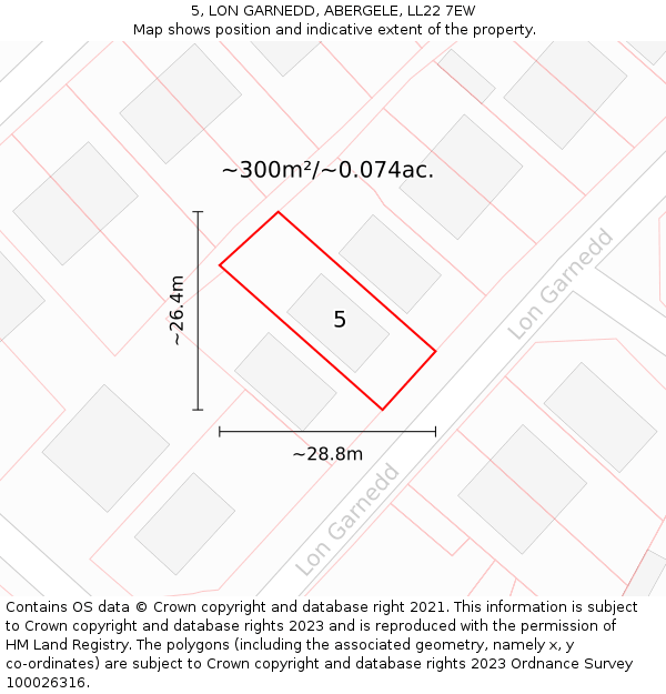 5, LON GARNEDD, ABERGELE, LL22 7EW: Plot and title map