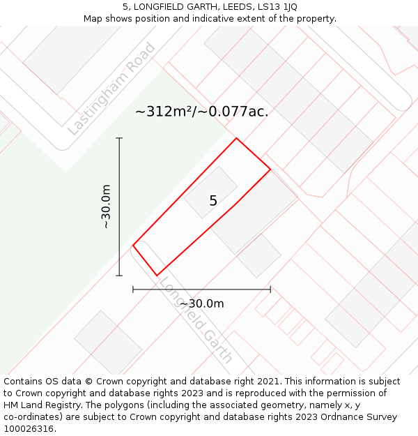 5, LONGFIELD GARTH, LEEDS, LS13 1JQ: Plot and title map