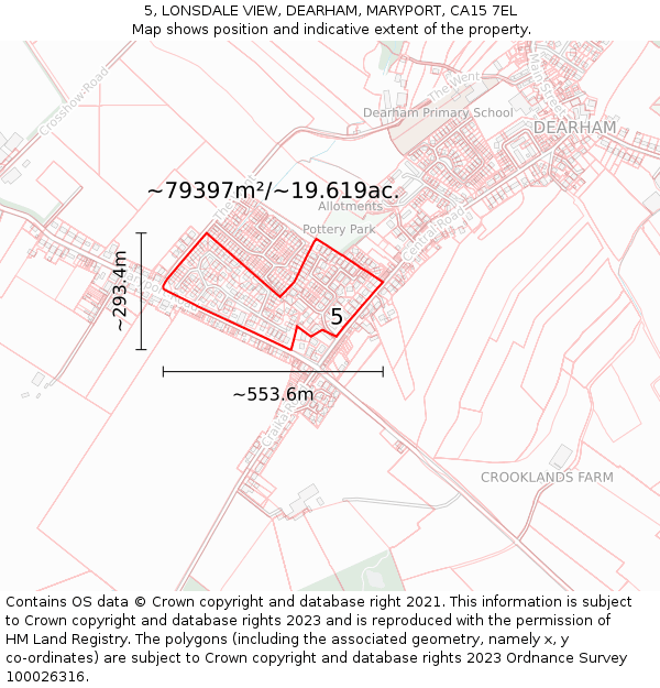 5, LONSDALE VIEW, DEARHAM, MARYPORT, CA15 7EL: Plot and title map