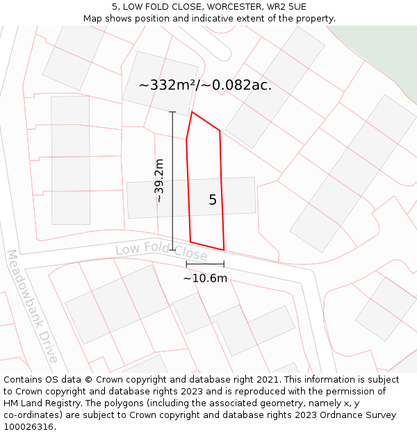 5, LOW FOLD CLOSE, WORCESTER, WR2 5UE: Plot and title map