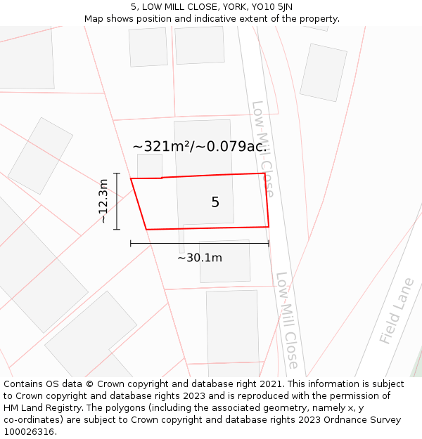 5, LOW MILL CLOSE, YORK, YO10 5JN: Plot and title map