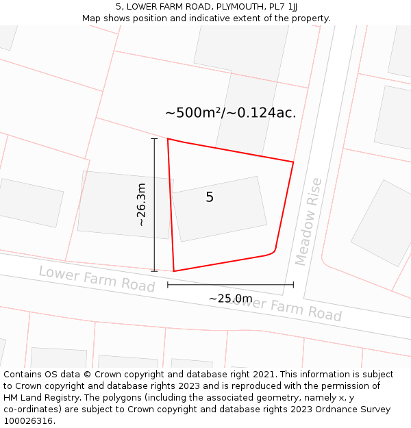5, LOWER FARM ROAD, PLYMOUTH, PL7 1JJ: Plot and title map