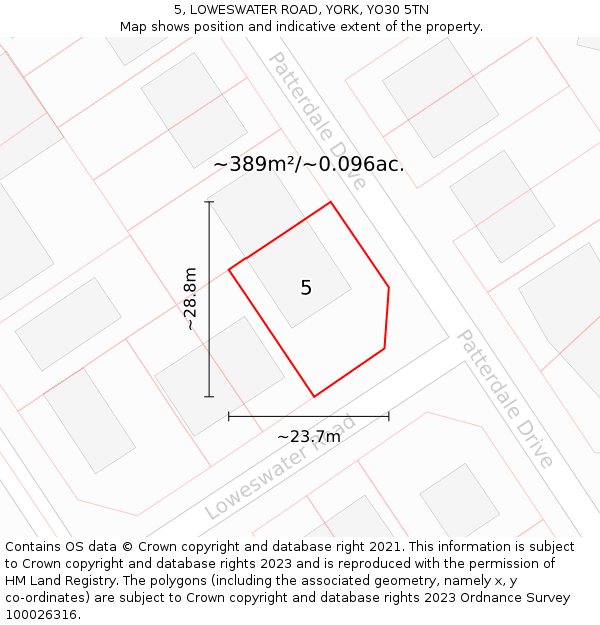 5, LOWESWATER ROAD, YORK, YO30 5TN: Plot and title map