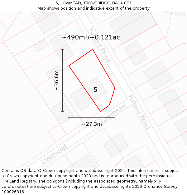 5, LOWMEAD, TROWBRIDGE, BA14 8SX: Plot and title map