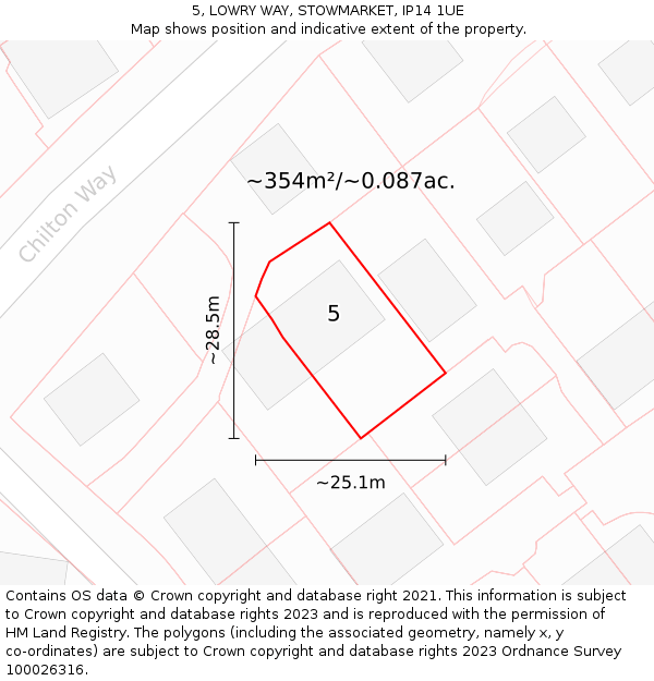 5, LOWRY WAY, STOWMARKET, IP14 1UE: Plot and title map