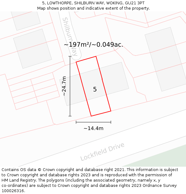 5, LOWTHORPE, SHILBURN WAY, WOKING, GU21 3PT: Plot and title map