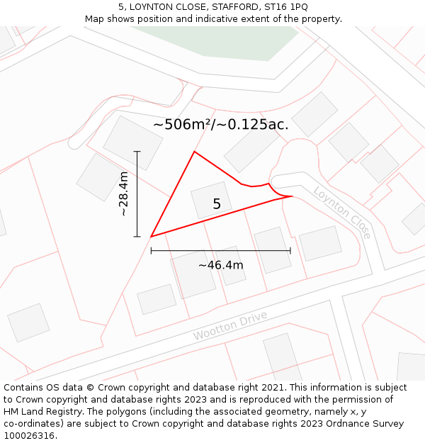 5, LOYNTON CLOSE, STAFFORD, ST16 1PQ: Plot and title map