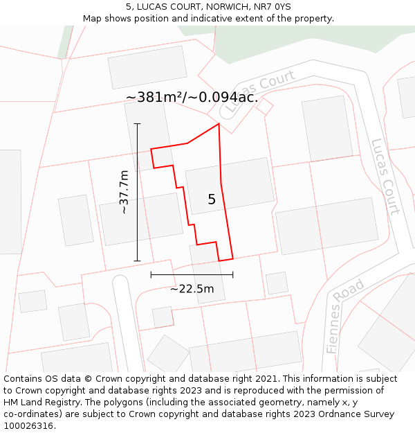 5, LUCAS COURT, NORWICH, NR7 0YS: Plot and title map