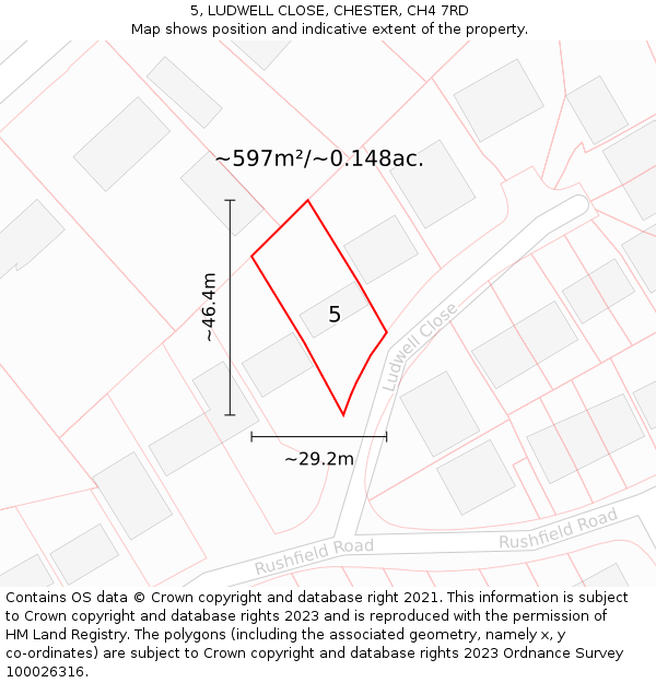 5, LUDWELL CLOSE, CHESTER, CH4 7RD: Plot and title map