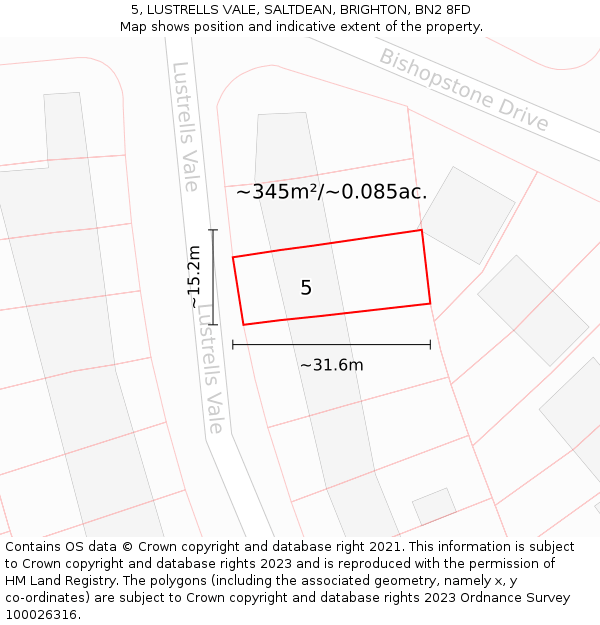 5, LUSTRELLS VALE, SALTDEAN, BRIGHTON, BN2 8FD: Plot and title map