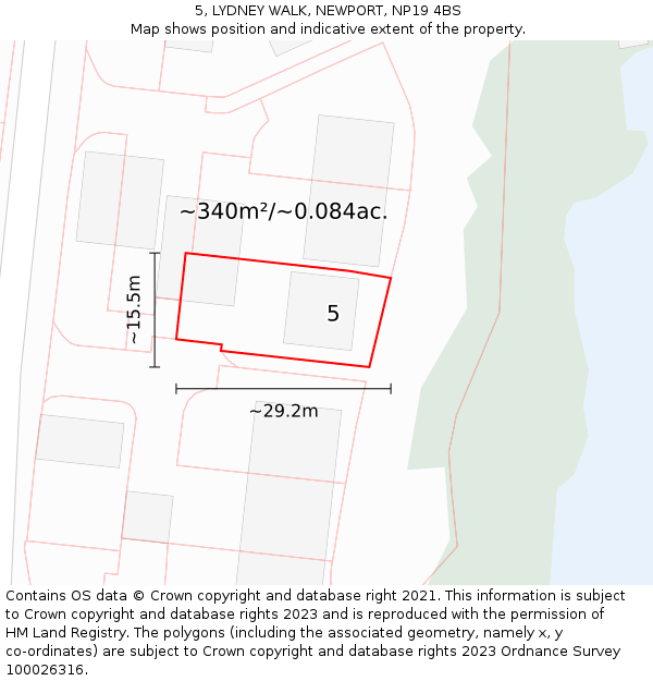 5, LYDNEY WALK, NEWPORT, NP19 4BS: Plot and title map