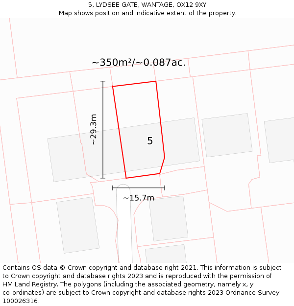 5, LYDSEE GATE, WANTAGE, OX12 9XY: Plot and title map