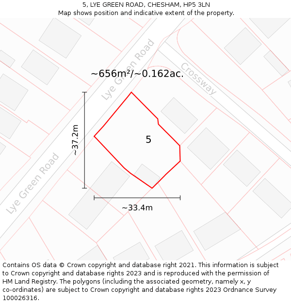 5, LYE GREEN ROAD, CHESHAM, HP5 3LN: Plot and title map