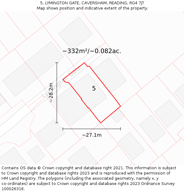 5, LYMINGTON GATE, CAVERSHAM, READING, RG4 7JT: Plot and title map