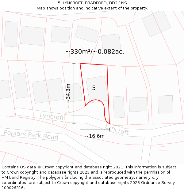 5, LYNCROFT, BRADFORD, BD2 1NS: Plot and title map
