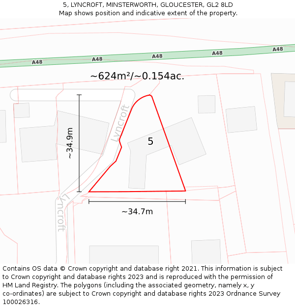 5, LYNCROFT, MINSTERWORTH, GLOUCESTER, GL2 8LD: Plot and title map