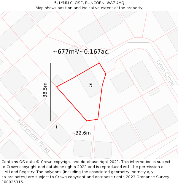 5, LYNN CLOSE, RUNCORN, WA7 4AQ: Plot and title map