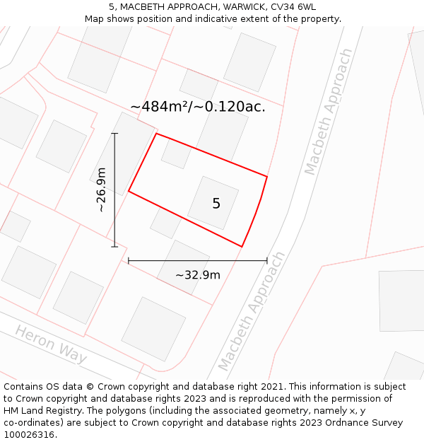 5, MACBETH APPROACH, WARWICK, CV34 6WL: Plot and title map