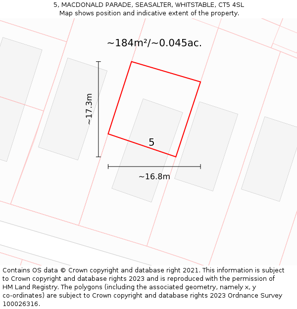 5, MACDONALD PARADE, SEASALTER, WHITSTABLE, CT5 4SL: Plot and title map