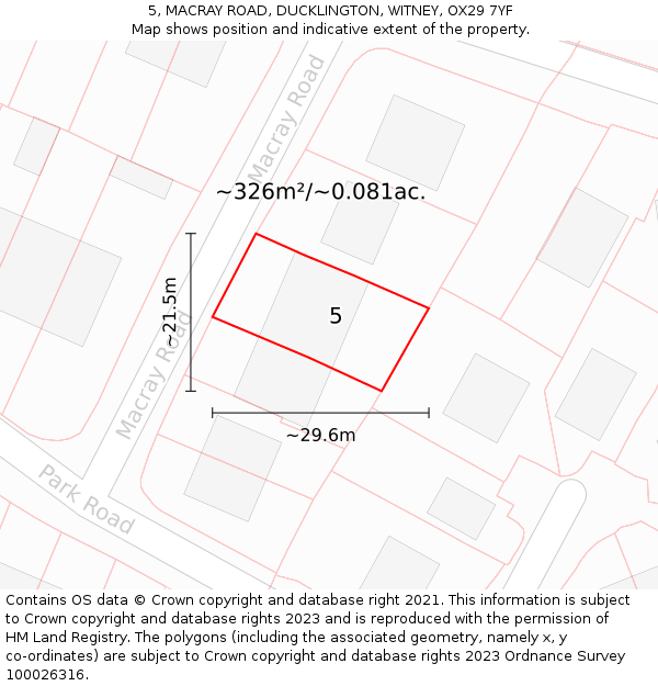 5, MACRAY ROAD, DUCKLINGTON, WITNEY, OX29 7YF: Plot and title map