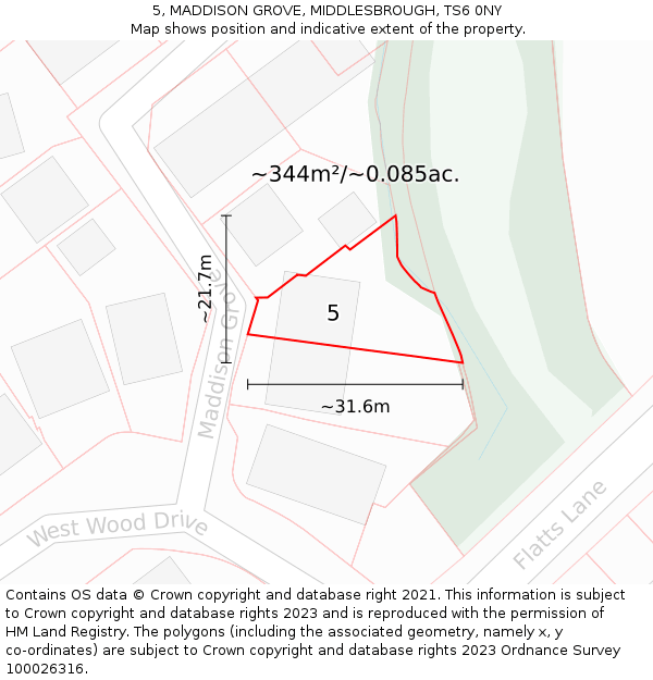 5, MADDISON GROVE, MIDDLESBROUGH, TS6 0NY: Plot and title map