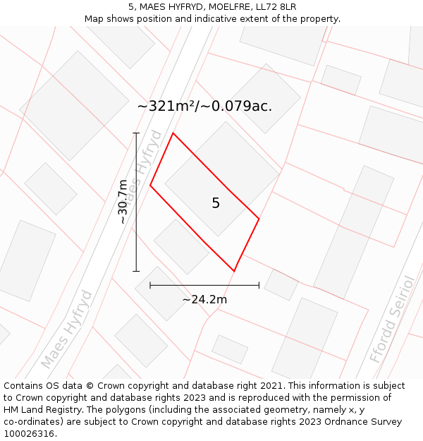 5, MAES HYFRYD, MOELFRE, LL72 8LR: Plot and title map