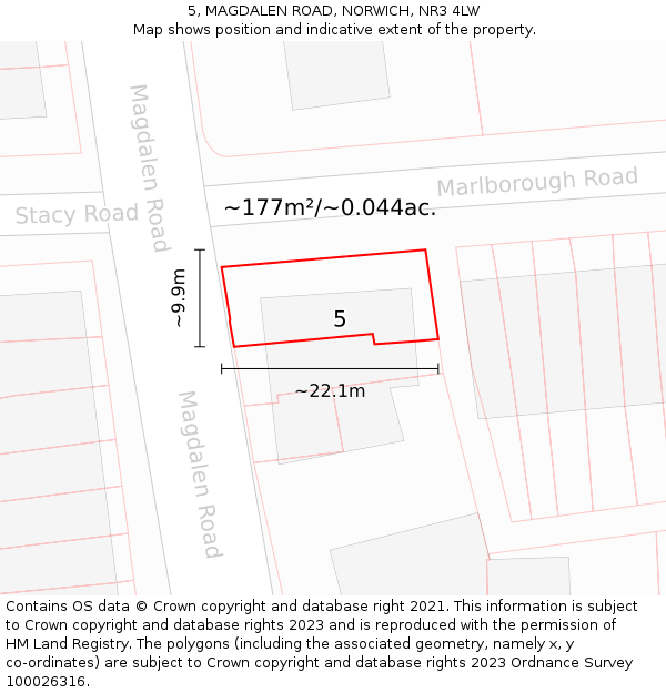 5, MAGDALEN ROAD, NORWICH, NR3 4LW: Plot and title map